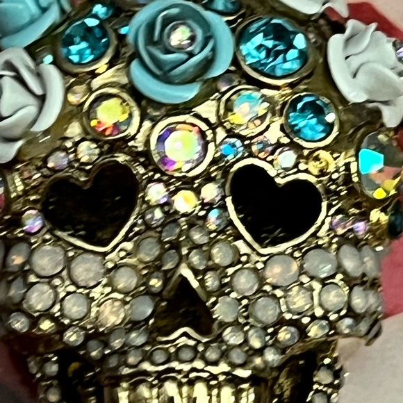 💗NIB BETSEY JOHNSON BLING SUGAR SKULL NECKLACE💗 - Picture 9 of 17